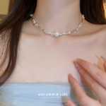 카토미 ACC 크러쉬 실버 진주 목걸이 팔찌의 그림