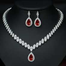 물방울 지르코니아 목걸이 귀걸이 세트의 그림