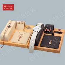 새로운 단단한 나무 주얼리 시계 팔찌 펜던트 디스플레이 소품 귀걸이 반지 다기능 주얼리 세트 4 세트의 그림