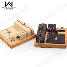 새로운 단단한 나무 주얼리 시계 팔찌 펜던트 디스플레이 소품 귀걸이 반지 다기능 주얼리 세트 4 세트의 그림