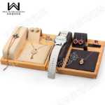 새로운 단단한 나무 주얼리 시계 팔찌 펜던트 디스플레이 소품 귀걸이 반지 다기능 주얼리 세트 4 세트의 그림