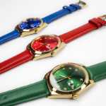 그라프 오리지널 브랜드 "리미티드 에디션" 데이트저스트 캘린더 골드 도금 사파이어 다이얼 가죽 시계의 그림