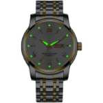 [저가 픽업] 스위스 자동 기계식 시계 소박한 골드 더블 캘린더 발광 방수 남성용 브랜드 시계의 그림