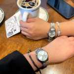 웨스트 퀸 시계 남성 및 여성 모델 크러시 아이스 블루 토성 패션 커플 방수 달력 로즈 레드 골드 시계 생일 선물의 그림