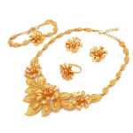 금도금  목걸이 반지 팔찌 귀걸이 4 피스의 그림