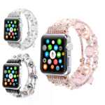 애플 마노 시계 밴드 애플워치4/3/2/1 주얼리 오리지널 스톤 크리스탈 핸드메이드 스포츠 시계 밴드 아이워치4 스트랩 조류 아이워치3 시계 밴드 액세서리 여성 교체 밴드에 적합합니다.의 그림