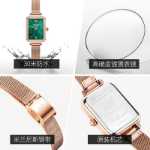 스위스 정품 시계 여성용 작은 녹색 시계 라이트 럭셔리 방수 기질 복고풍 직사각형 가죽 쿼츠 시계의 그림