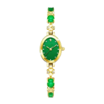 럭키 클로버 시계 여성용 고급 비즈니스 주얼리 버클 쿠이 유 칭티 골드와 옥 스톤 주얼리 팔찌 시계의 그림