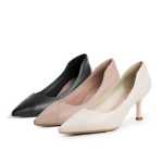 벨 새로운 양가죽 가죽 여성 통근 포멀 파인 힐 포인트 하이힐 싱글 슈즈 21595AQ1의 그림