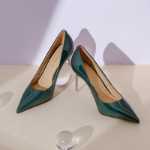 레드 드래곤 플라이 여성 신발 봄과 가을 새로운 하이힐 단색 오버 슈즈 페이턴트 가죽 신발 통근 전문 포멀 파인 힐 싱글 슈즈의 그림