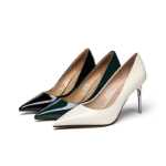 레드 드래곤 플라이 여성 신발 봄과 가을 새로운 하이힐 단색 오버 슈즈 페이턴트 가죽 신발 통근 전문 포멀 파인 힐 싱글 슈즈의 그림