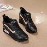 8CM 내부 높은 여성 신발 가죽 2023 봄과 가을 새로운 통기성 스포츠 중공 슬로프와 그물 신발의 얇은 부분 작은 검은 색 신발의 그림