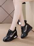 8CM 내부 높은 여성 신발 가죽 2023 봄과 가을 새로운 통기성 스포츠 중공 슬로프와 그물 신발의 얇은 부분 작은 검은 색 신발의 그림