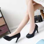 직장 전문 정장 하이힐 여성 블랙 의식 방수 플랫폼 5-6-8cm 숙녀 단일 뿌리 학생 작은 가죽 신발의 그림