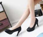 직장 전문 정장 하이힐 여성 블랙 의식 방수 플랫폼 5-6-8cm 숙녀 단일 뿌리 학생 작은 가죽 신발의 그림