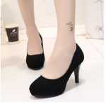 직장 전문 정장 하이힐 여성 블랙 의식 방수 플랫폼 5-6-8cm 숙녀 단일 뿌리 학생 작은 가죽 신발의 그림