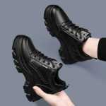 봄과 가을 캐주얼 가죽 신발 여성 두꺼운 바닥 팝 신발 여성 2021 새로운 여성 신발 싱글 신발 부드러운 가죽 스포츠 신발 여행 신발의 그림