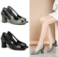 물고기 입 신발 여성 여름 하이힐 방수 플랫폼 패션 여름 샌들 여성 청키 힐 기질 오픈 토우 숙녀 커리어 정장 착용의 그림