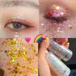 대형 스팽글 아이 섀도우 젤 리퀴드 글리터 무대 공연 학생 메이크업 실버 페인트 바디 스프레드 헤어 골드 펄의 그림