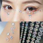 하트 모양의 스티커 드릴 눈부신 화려한 사랑 하트 모조 다이아몬드 얼굴 장식 성능 메이크업 스티커 얼굴 머리 바디 전체 장신구의 그림