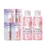 커스틴 샴푸 벚꽃 꽃잎 샤워 젤 바디 밀크 워시 세트 컨디셔너 여행용 샘플러 백 가방의 그림