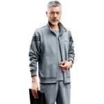 로모 아버지 회색 스포츠웨어 정장 남성 봄과 가을 새로운 중년 및 노인 남성 캐주얼 3 피스 정장 큰 사이즈의 그림