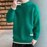 웨이브 패턴 점퍼 남성 가을 겨울 모델 조수 점퍼 옷 거짓 투피스 라인 의류 느슨한 하프 하이넥 니트 스웨터 안에 의류의 그림