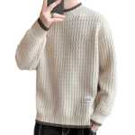 웨이브 패턴 점퍼 남성 가을 겨울 모델 조수 점퍼 옷 거짓 투피스 라인 의류 느슨한 하프 하이넥 니트 스웨터 안에 의류의 그림