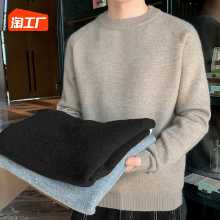 점퍼 남성 가을 겨울 패딩 단색 느슨한 둥근 목 한국어 버전의 니트 스웨터 간단한 따뜻한 풀오버 바닥 점퍼 라인 의류의 그림
