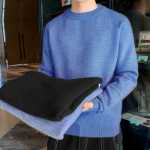 점퍼 남성 가을 겨울 패딩 단색 느슨한 둥근 목 한국어 버전의 니트 스웨터 간단한 따뜻한 풀오버 바닥 점퍼 라인 의류의 그림