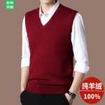 100 % 순수 캐시미어 남성용 두꺼운 조끼 가을과 겨울 모델 오르도스 시티 민소매 조끼 니트 브이넥 울 스웨터의 그림