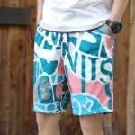 남성 캐주얼 반바지 여름 조수 프린트 비치 팬츠 포켓 지퍼 조수의 그림