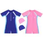 남아용 및 여아용 아동용 수영복 전문 수영 훈련용 원피스 수영복 중대형 아동용 스플릿 및 속건성 수영복의 그림