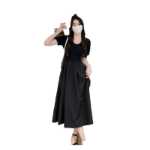 블랙 헵번 스타일 반팔 디자인 감각 기질 드레스의 그림