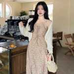 살구 스켈레톤 니트 카디건 재킷의 그림