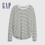 갭 여성 캐주얼 스트라이프 루즈 긴팔 티셔츠의 그림