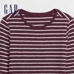 갭 여성 패션 스트라이프 슬림 라운드 넥 긴 소매 티셔츠의 그림