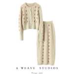 캐시미어 가디건 여성 퓨어 캐시미어 스웨터 롱 랩 스커트 세트의 그림