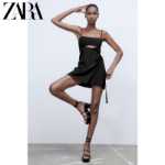 ZARA 뉴 TRF 여성용 블랙 오픈 디자인 점프수트 스타일 드레스의 그림