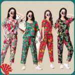 공연복  꽃 프린트 바지의 그림