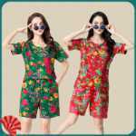 공연복  꽃 프린트 바지의 그림