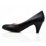 싱글 슈즈 여성 가죽 신발 블랙 하이힐 여성 커리어 미디엄 청키 힐 인터뷰 정장 작업화 여성 빅 야드 스몰 화이트 슈즈의 그림