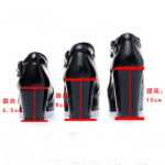 부드러운 소가죽 모델 런웨이 하이힐 가죽 신발 가죽 원 버클 싱글 슈즈 여성 방수 플랫폼 대형 작업 정장 신발의 그림