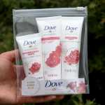 도브 트래블 팩 석류 샤워 젤 + 샴푸 + 바디 밀크 3 in 1 휴대용 케어 세트의 그림