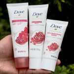 도브 트래블 팩 석류 샤워 젤 + 샴푸 + 바디 밀크 3 in 1 휴대용 케어 세트의 그림