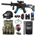 어린이 작은 경찰 장난감 세트 검은 고양이 보안관 모자 소년 특수 부대 야외 SWAT 장비 장난감 총의 그림