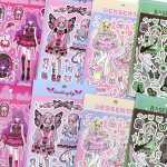 언어 도로 문구 한국어 인 하라주쿠 소녀 성장 행복 구 카드 스티커 귀여운 달콤한 멋진 Y2K 스타일 애니메이션 캐릭터 경치 구 카드 + 버블 프라이밍 스티커 스티커 가치 세트의 그림