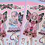 언어 도로 문구 한국어 인 하라주쿠 소녀 성장 행복 구 카드 스티커 귀여운 달콤한 멋진 Y2K 스타일 애니메이션 캐릭터 경치 구 카드 + 버블 프라이밍 스티커 스티커 가치 세트의 그림