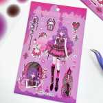 언어 도로 문구 한국어 인 하라주쿠 소녀 성장 행복 구 카드 스티커 귀여운 달콤한 멋진 Y2K 스타일 애니메이션 캐릭터 경치 구 카드 + 버블 프라이밍 스티커 스티커 가치 세트의 그림