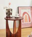 사용자 정의 DIY 그물 빨간색 골동품 사이드 테이블 커피 테이블 단단한 소나무 가구 판자 재료 패키지 라운드 테이블 커피 음료 테이블의 그림